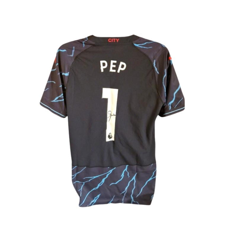 Pep Guardiola's Manchester City 2023/24 Signed Official Player Version Third Shirt with Box