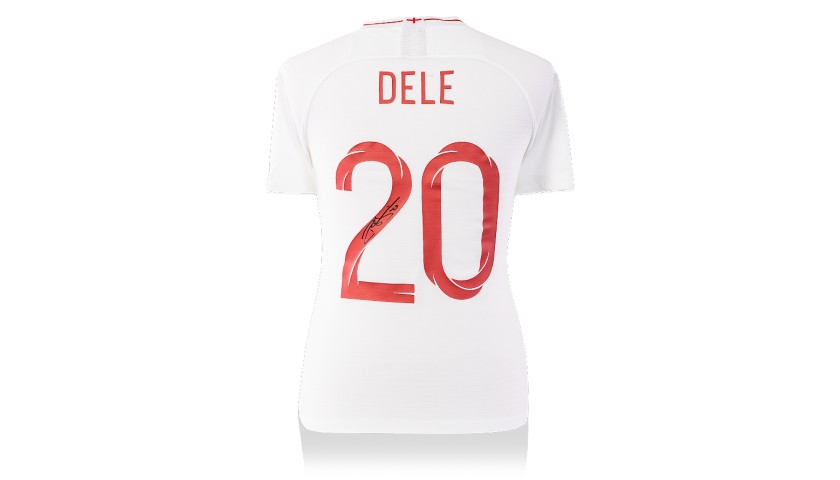 Dele Alli Back Signed England 2018-19 Home Shirt With Fan Style Numbers