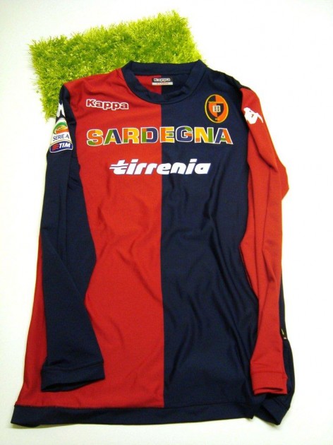 Cagliari match issued shirt, Astori, Serie A 2013/2014 - signed
