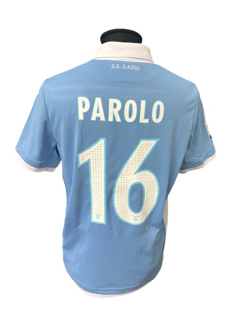 Parolo's Lazio vs Juventus Issued Shirt, 2016 - Special Patch for Amatrice