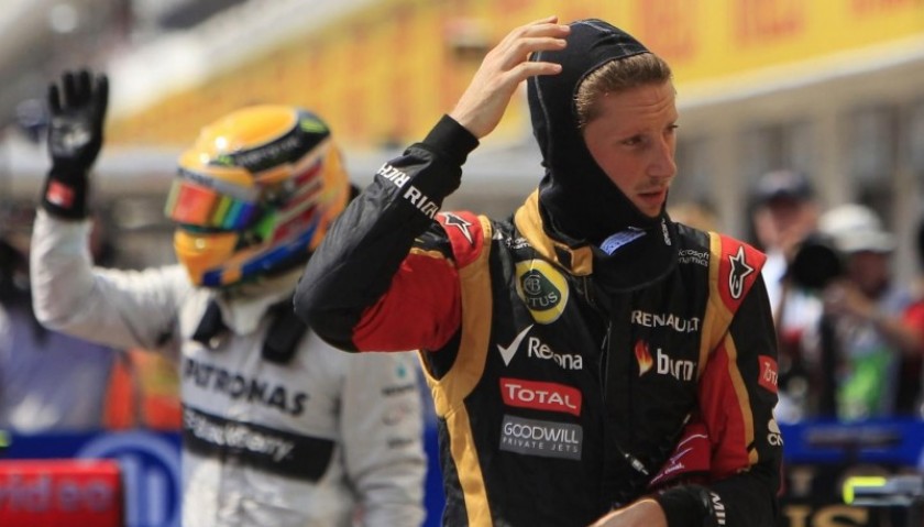 Balaclava Worn and Signed by Romain Grosjean, 2014 Lotus F1