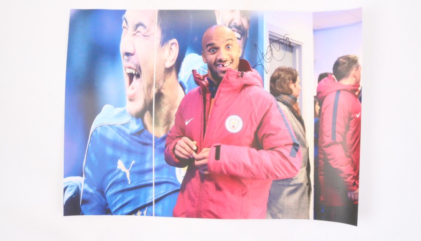 Delph Manchester City Signed and Graffitied Picture