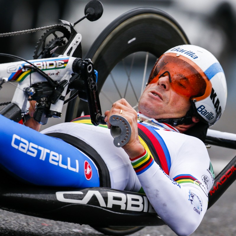 Vittorio Podestà worn suit, Italian para-cycling champion in Rio 2016, signed
