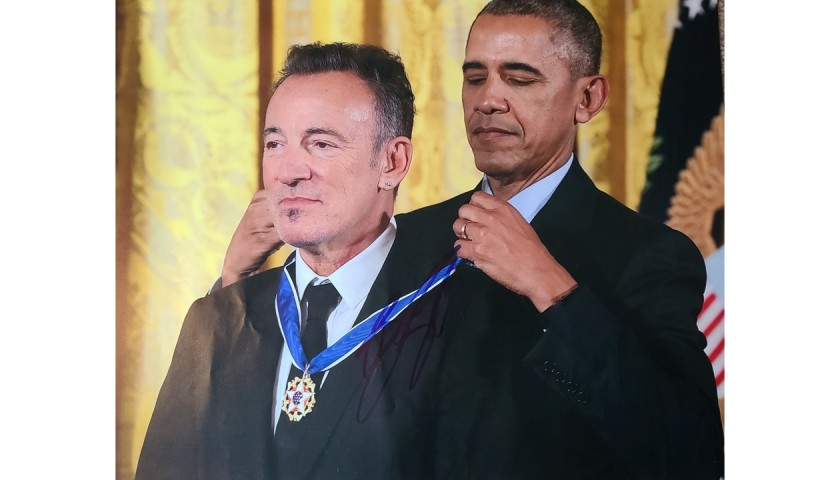 Bruce Springsteen Signed Photo with Barack Obama