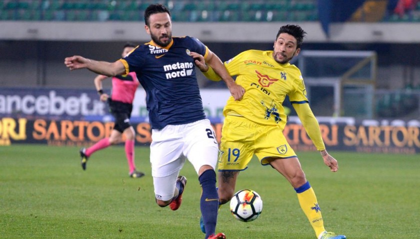 Vuković's Match-Worn 2018 Hellas-Chievo Shirt with "Ciao Davide" Patch