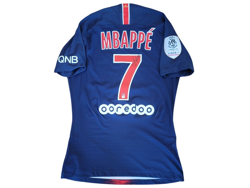 Maglia preparata Mbappe, PSG vs Lione 2018 - Autografata