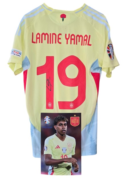 Yamal's Albania vs Spain Signed Match-Issued Shirt, EURO 2024