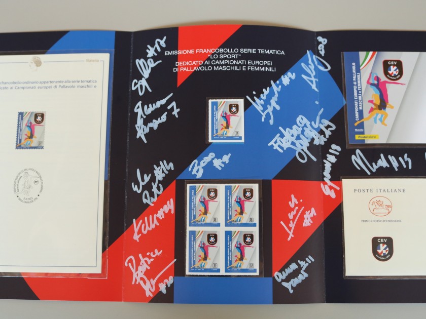 Philatelic Eurovolley 2023 folder autographed by the Italian women's national team