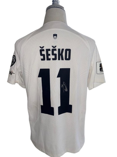 Benjamin Šeško's Slovenia 2025 Signed Match-Worn Shirt, vs Sweden