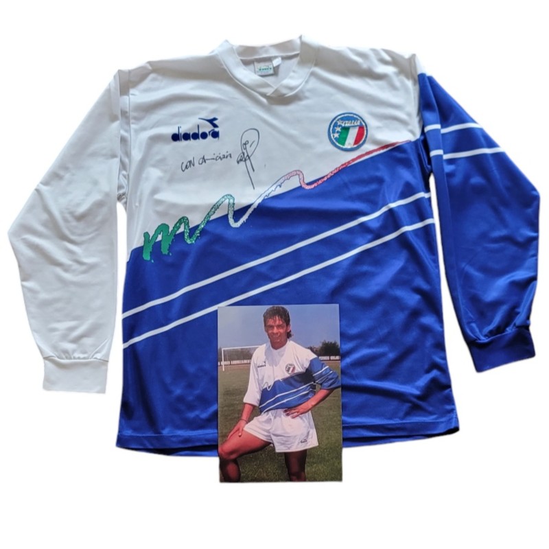 Italy Roberto Baggio Training Worn Shirt - Signed