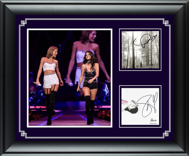 Selena Gomez & Taylor Swift Signed Photo CD Display 