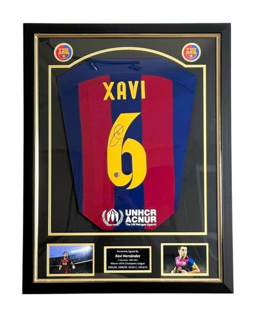 Xavi's FC Barcelona 2023/24 Signed and Framed Official Shirt