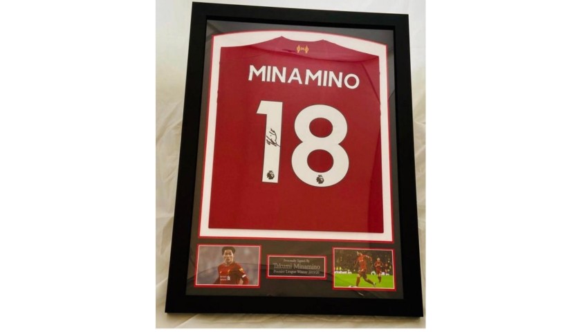Takumi Minamino Liverpool Signed & Framed Shirt