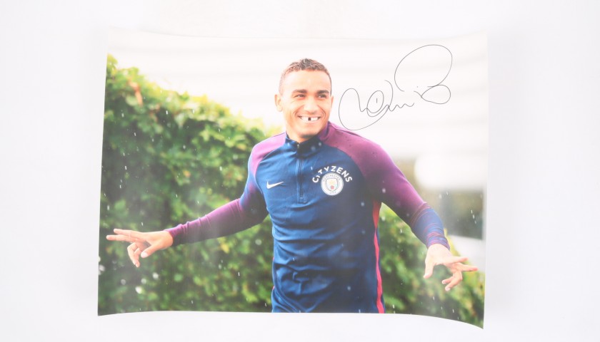 Danilo Manchester Citiy Signed and Graffitied Picture