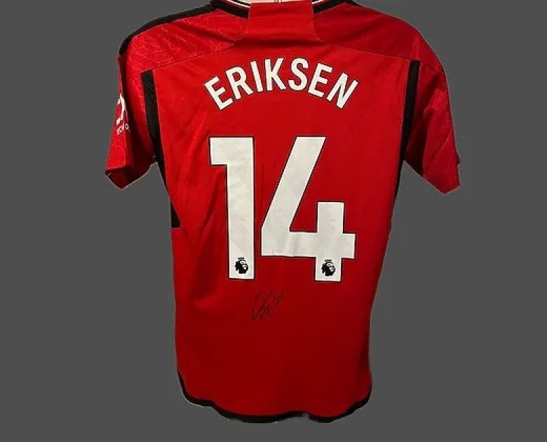 Maglia Christian Eriksen Manchester United, 2023/23 - Autografata e incorniciata