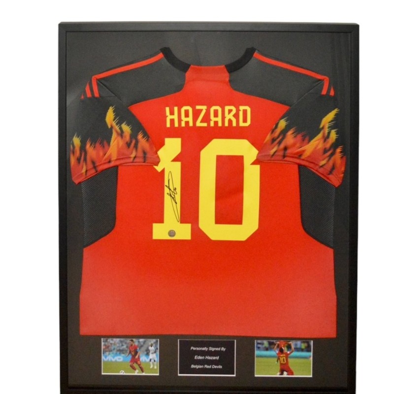 Maglia Belgio 2022/23 di Eden Hazard firmata e incorniciata