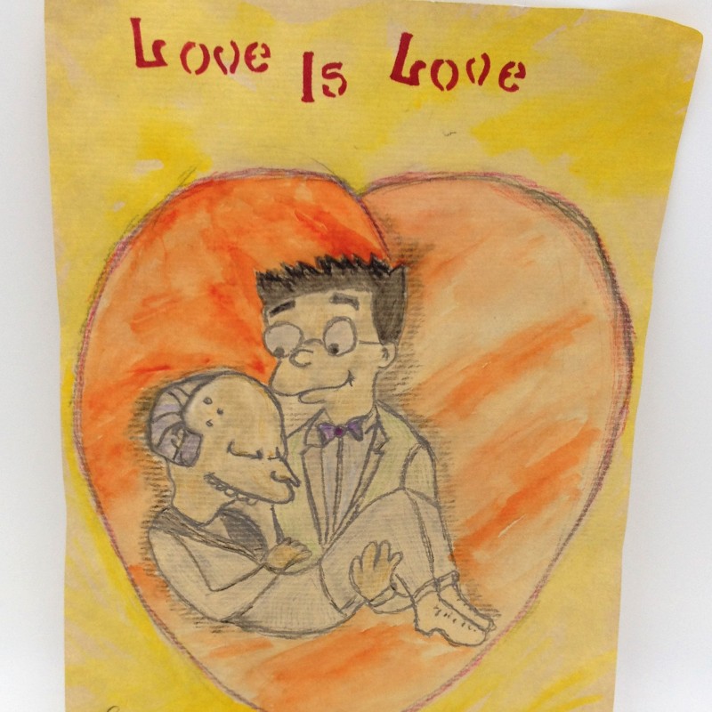 "Simpson Love is Love" Original Board of Smithers and Burns by J.E.