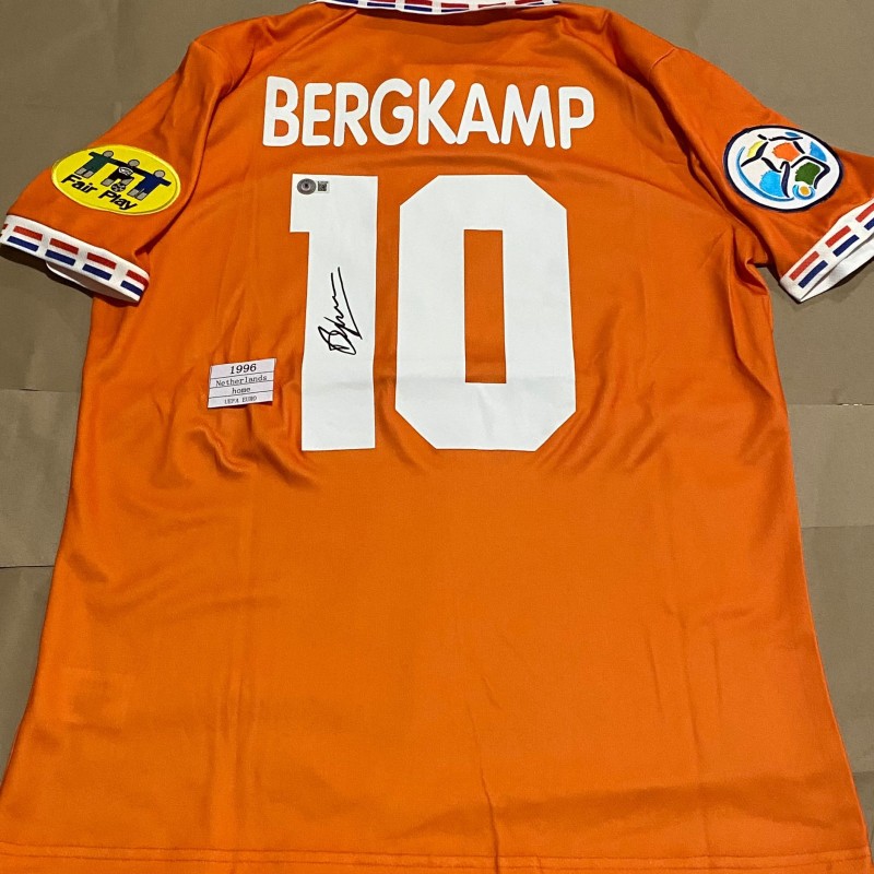 Replica maglia firmata di Dennis Bergkamp per l'Olanda 1996 a UEFA Euro