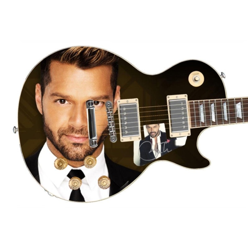 Ricky Martin Signed Pickguard on a Custom Signature Edition Guitar
