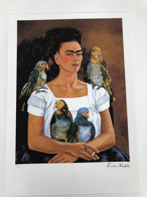 "Me and My Parrot" Frida Kahlo Signed Offset Lithograph