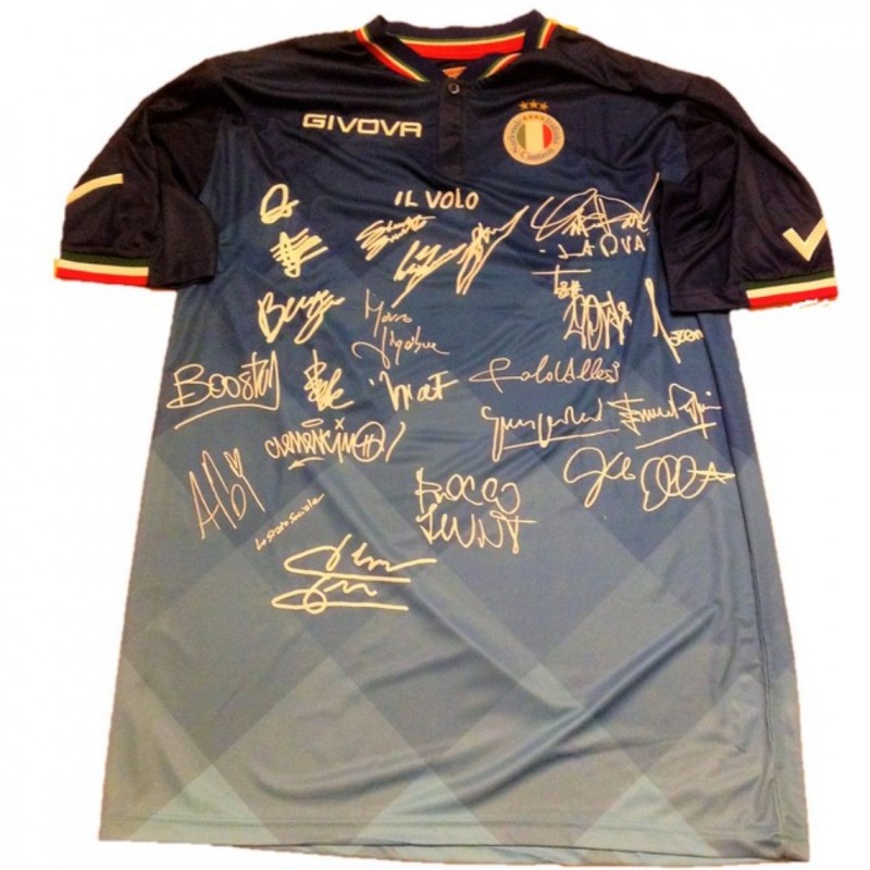 Official Nazionale Cantanti Shirt, 2021 - Signed by the Players + Football