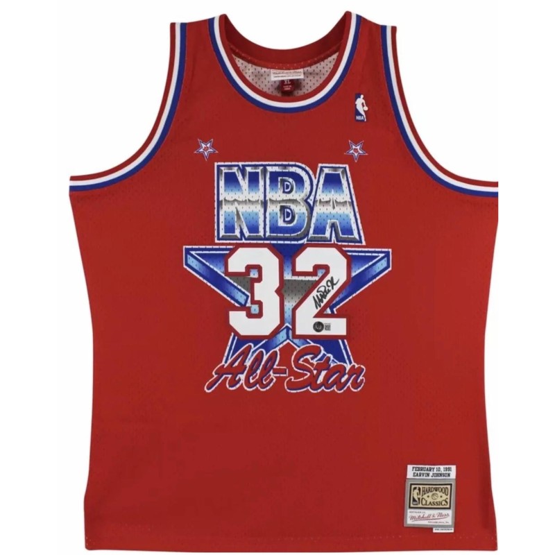 Magic Johnson Signed Mitchell & Ness All-Star Jersey