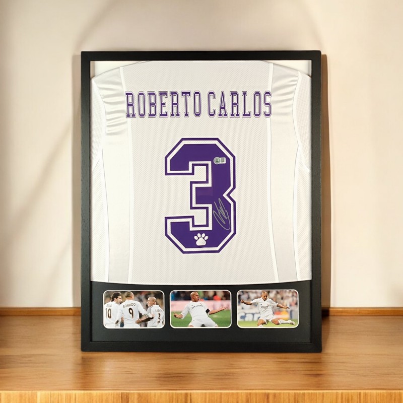 Roberto Carlos' Real Madrid Signed and Framed Shirt