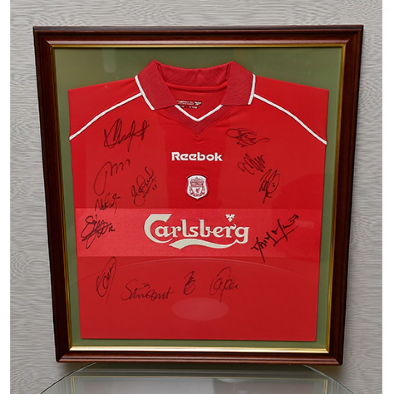 Liverpool FC 2001 Framed Shirt Signed by the Treble Winners