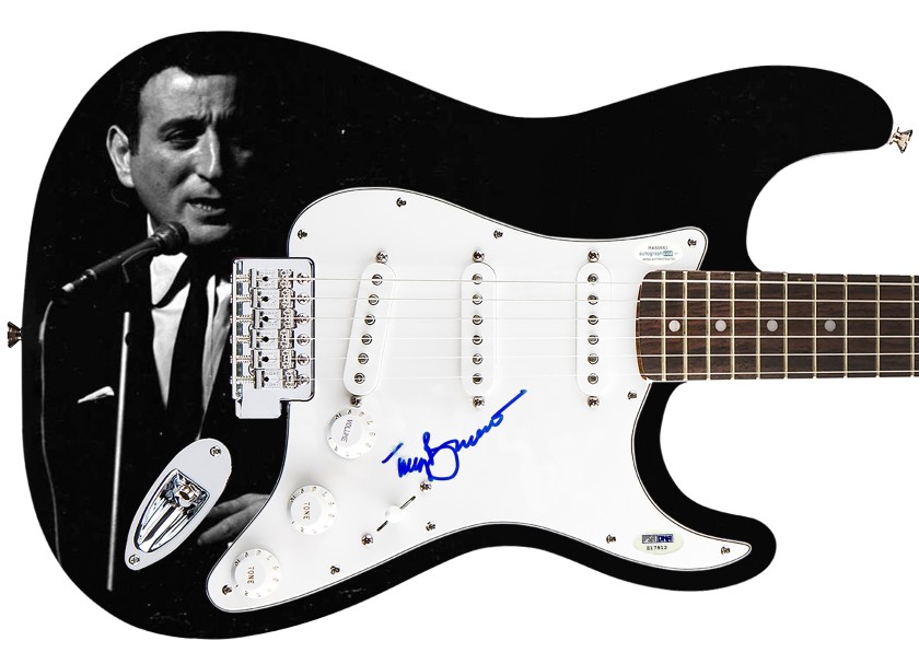 Tony Bennett Signed Custom Graphics Guitar