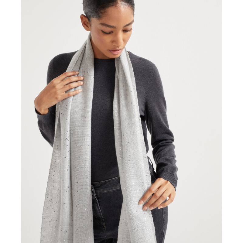 Scarf in Cashmere and Silk Diamond Yarn - Brunello Cucinelli