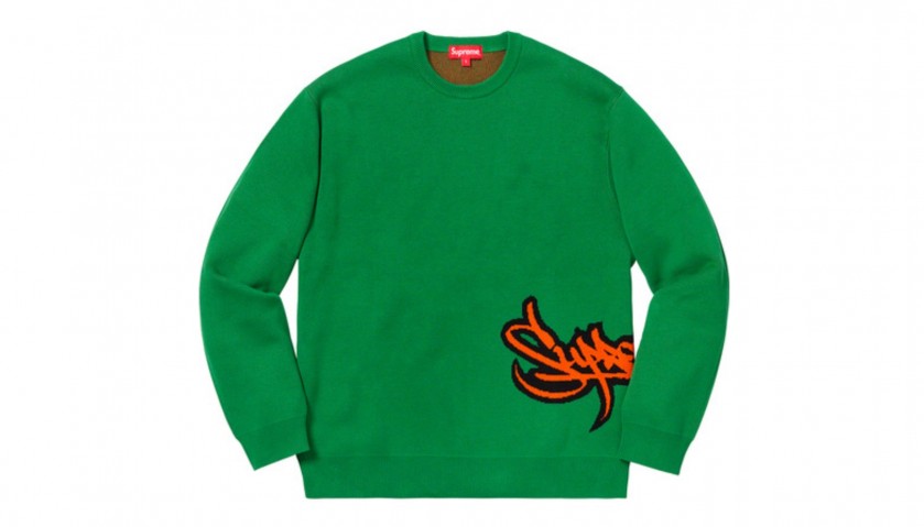 Supreme Tag Logo Sweater Green