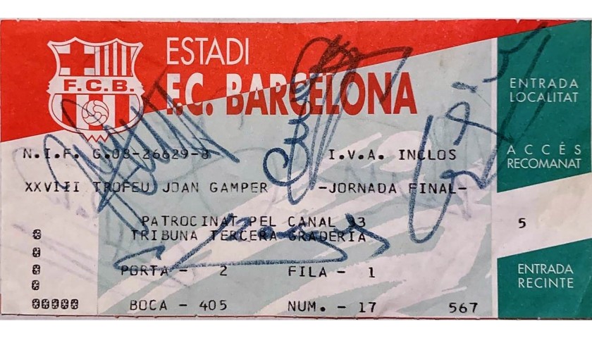 Joan Gamper Trophy 1993 Ticket - Signed by Johan Cruijff