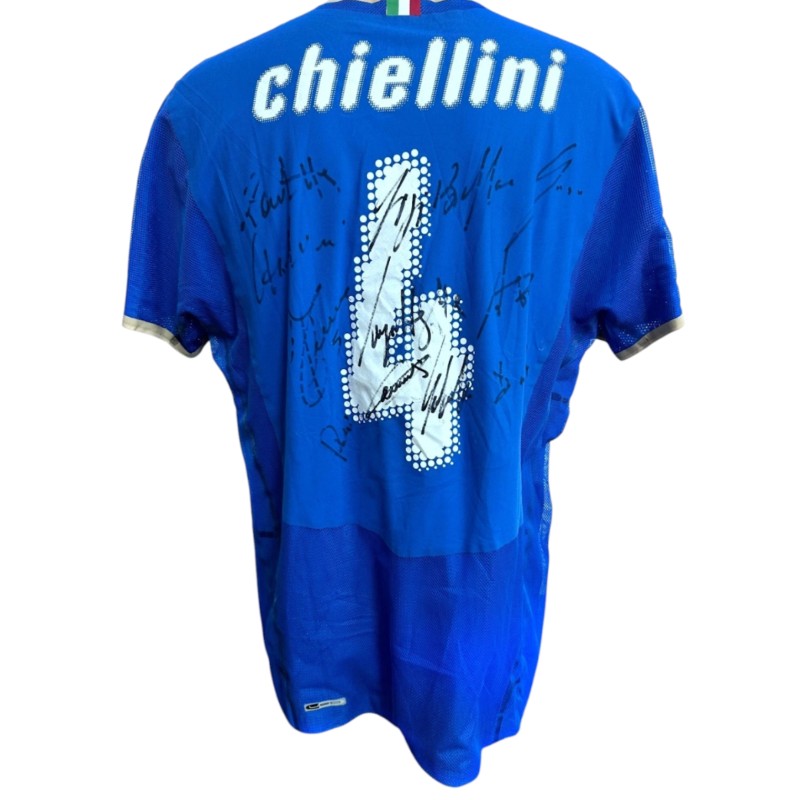 Chiellini's Italy Match-Issued Shirt, 2008 - Signed by the Players