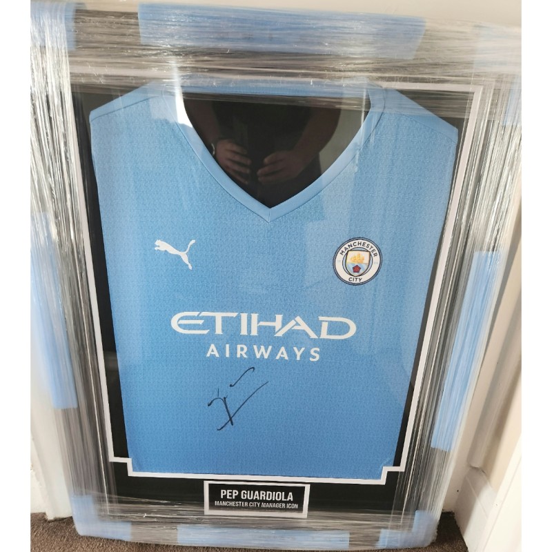 Pep Guardiola's Manchester City 2021/22 Signed and Framed Shirt