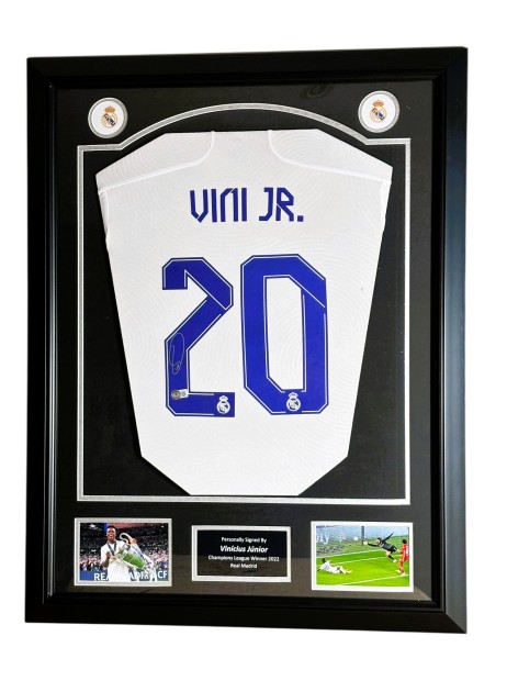 Vinícius Júnior's Real Madrid Signed Football Framed Shirt