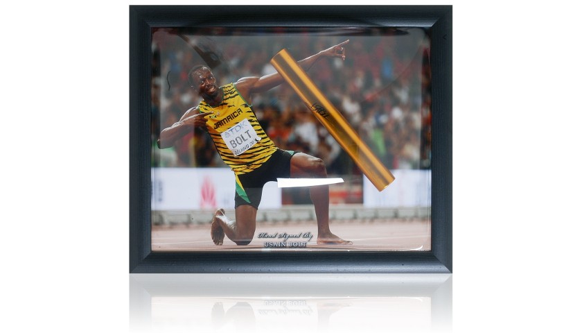 Usain Bolt Hand Signed Gold Baton