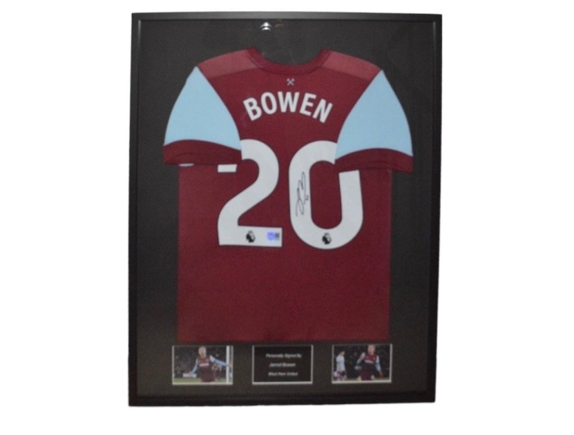 Camicia del West Ham United 2023/24 di Jarrod Bowen firmata e incorniciata