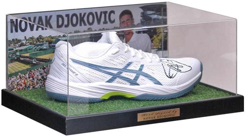Novak Djokovic Signed Tennis Shoe in Display Case