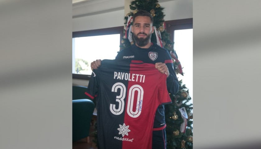 Cagliari Festive Shirt - Worn and Signed by Pavoletti