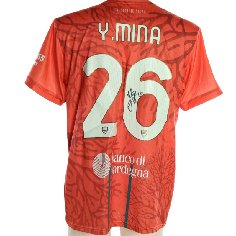 Maglia Preparata Mina Como vs Cagliari, 2025 - Autografata