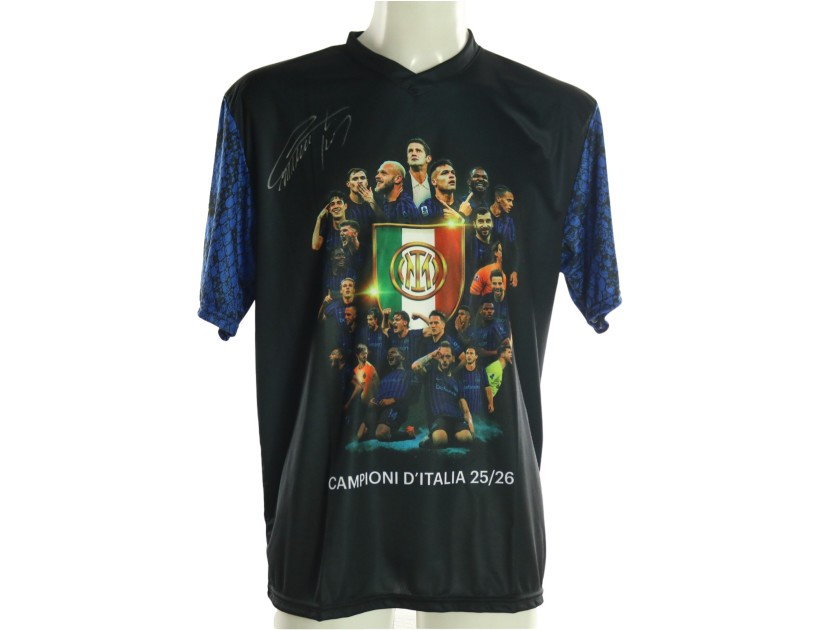 Official Inter Milan Scudetto T-Shirt, 2026 - Signed by Lautaro Martinez