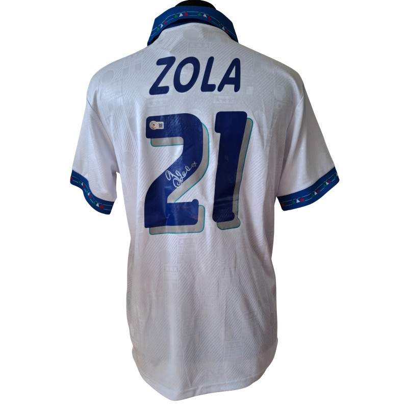 Replica della maglia dell'Italia 1994 firmata da Gianfranco Zola