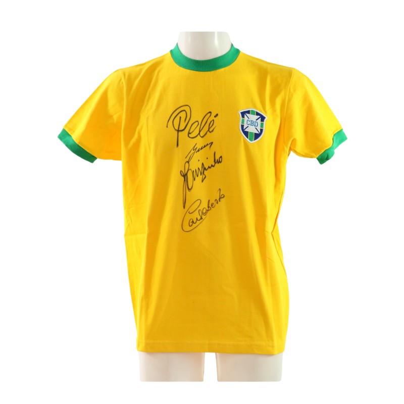 Maglia Replica Brasile - Autografata da Pelé, Jairzinho, Gerson e Carlos Alberto