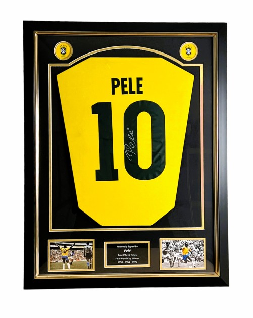 Pelé Brazil 1970 Signed and Framed Shirt 