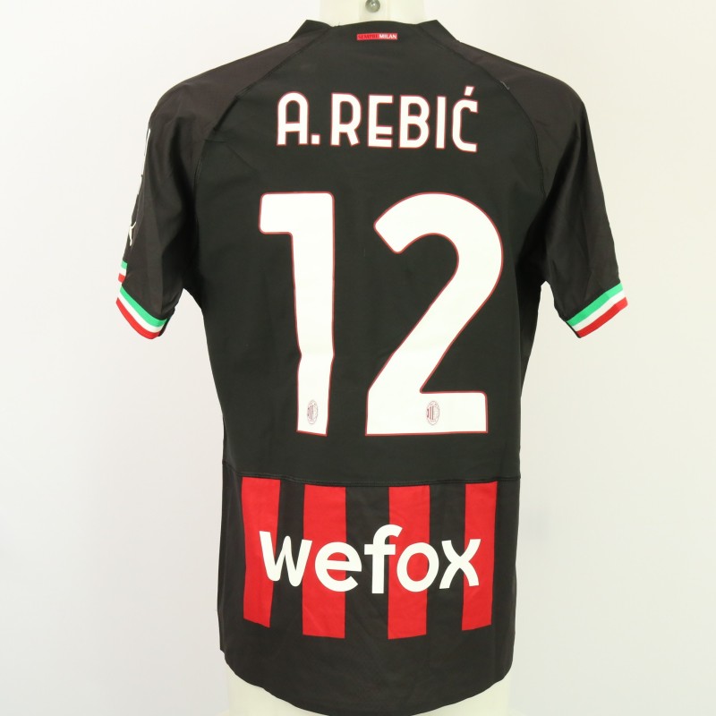 Rebic's Match Worn Shirt, Lazio vs AC Milan 2023