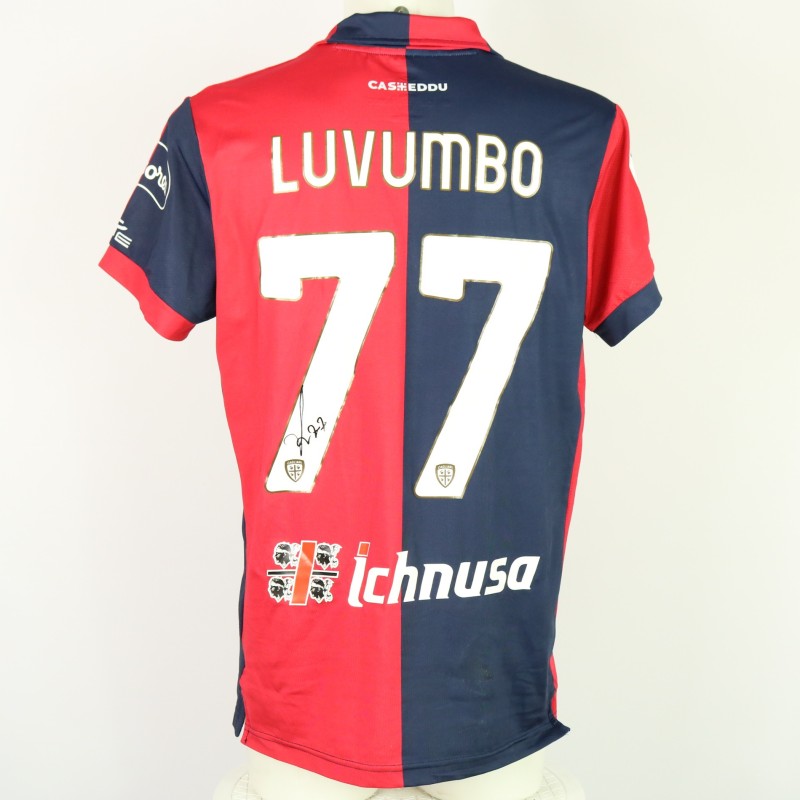 Luvumbo's Unwashed Signed Shirt, Cagliari vs Hellas Verona 2024 "Keep Racism Out"
