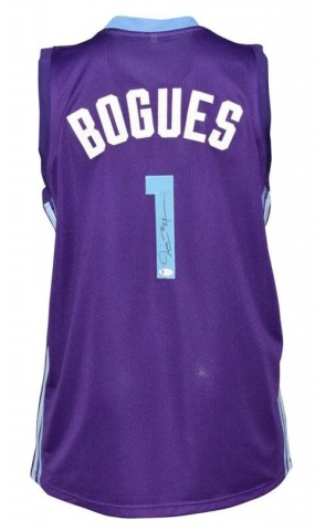 Muggsy Bogues Signed Charlotte Pro Purple Basketball Jersey 