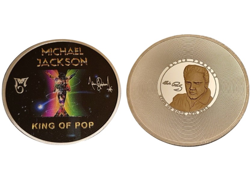 Elvis Presley and Michael Jackson Silver and Gold Plated Coin