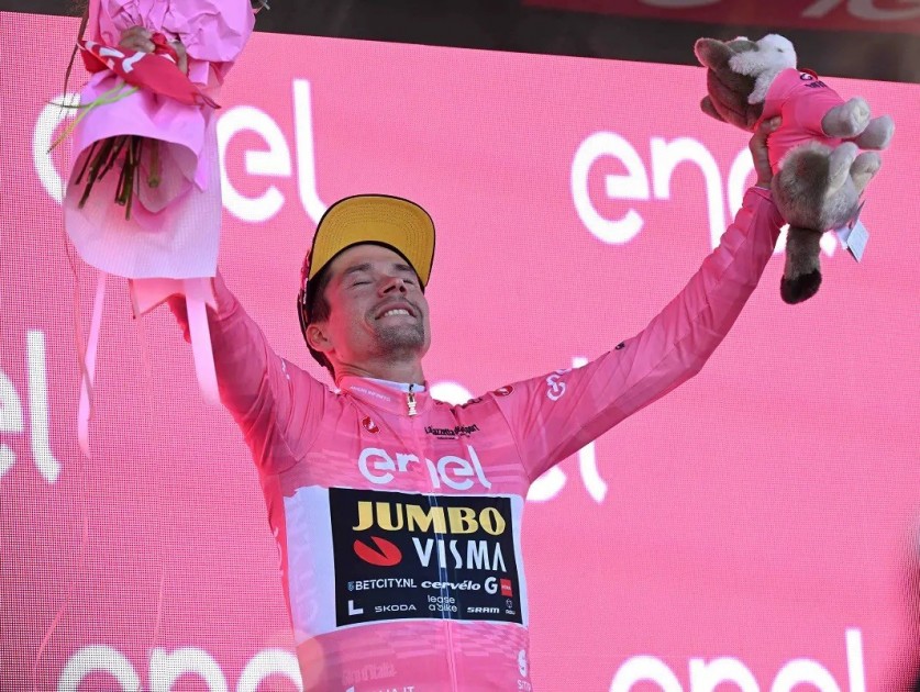 Maglia Rosa ufficiale Primoz Roglic, Team Jumbo-Visma, Giro d'Italia 2023 - Autografata
