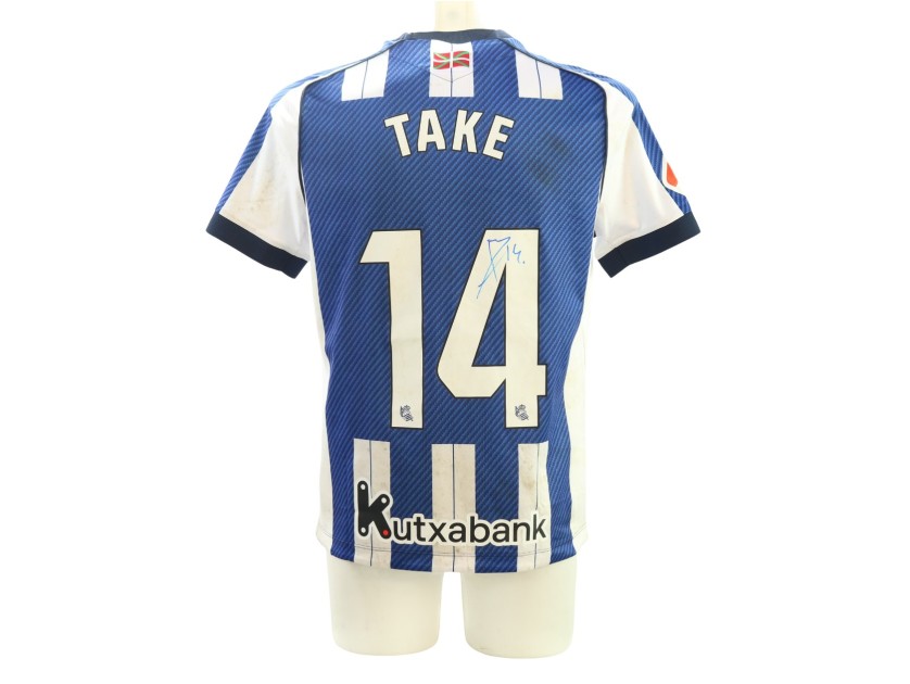 Take's Signed Unwashed Shirt, Real Sociedad vs Barcelona 2026